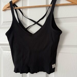Vuori Black Ribbed Camisole Top